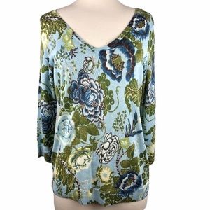 Talbots Floral Pullover Silk Blend Sweater